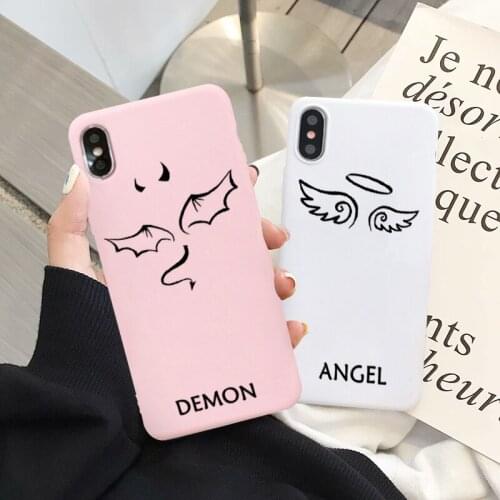 Funny Demon Angel Phone Case Case for iPhone 12 Mini 11 Pro X XS Max XR 8 7 6 6s Plus Soft TPU Protect Phone Cover