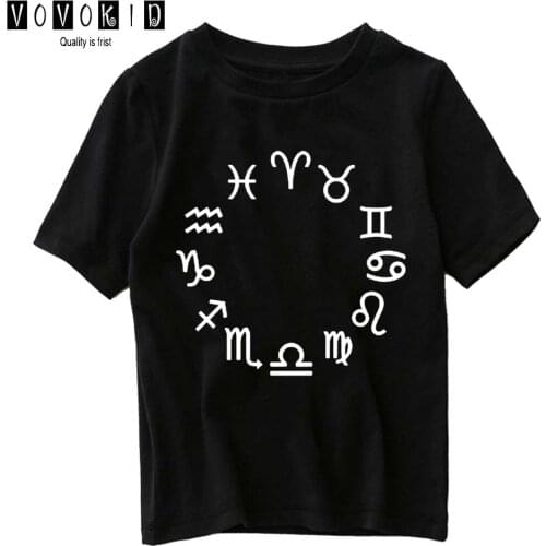 Chlidren Summer Twelve Constellations Top Little Girl Boy Cute Cartoon Sweet Girls Streetwear T-shirt Baby T Shirt Cartoon Shirt