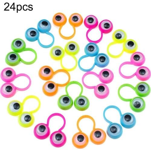 24PCS/Pack Child Cartoon Eye Ring Toys Baby Shower Birthday Party Favors Activities Small Gifts Cute Finger Decorative Supplies
