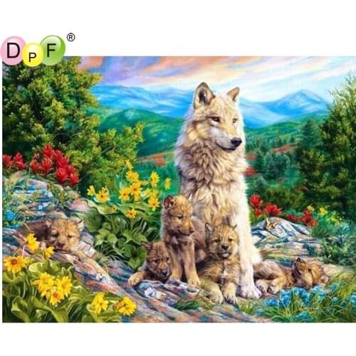 DPF The top the mountain the Wolf needlework diamond mosaic square home decor diamond embroidery diamond painting cross stitch