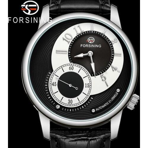 FORSINING Automatic Mechanical Wristwatch Military Sport Male Clock Top Brand Luxury Black Genuine Leather Man Watch Gift 8226