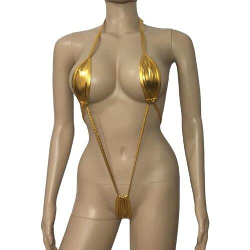 Hot Sexy Women Lingerie Slingshot Metallic Shiny One Piece Monokini Micro Thong G-String Elasticated Bikini Underwear