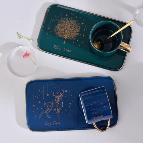 European-style Ceramic Coffee Cup and Saucer Set Household Luxury Phnom Penh Cup Simple and Creative Flower Tea Cup Spoon