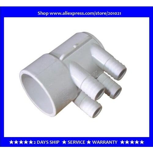 Manifold 2 Inch Blind 2" PVC Manifold (4) 3/4" Rib Barb Dead End & 2" female inlet with dead end, 4 x 3/4" male smooth outlets