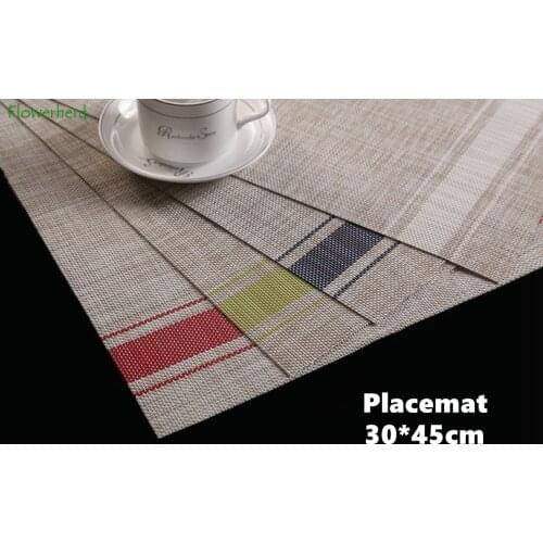 European Style Placemat Waterproof Pvc Striped Placemats for Table Mat Woven Non-slip Insulation Pad Table Mats & Pads