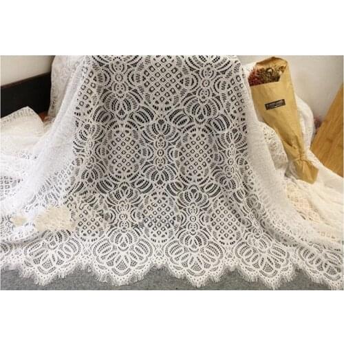 GLace 3M/Lot 100% Polyester Eyelash lace fabric DIY material accessories fabric for dress tablecloth high quality fabricTX589