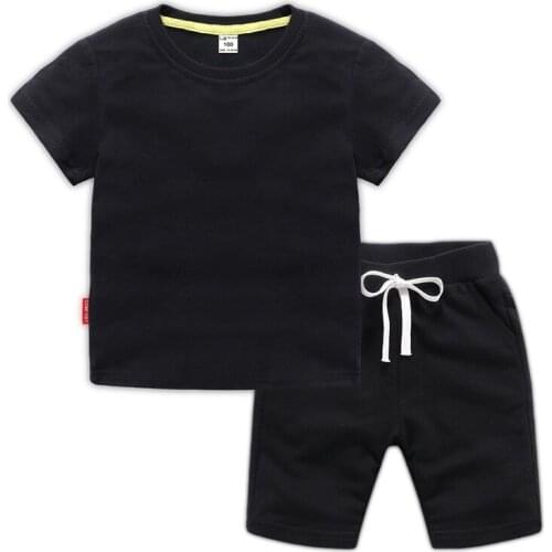 Baby Boys Girls Summer Clothes Fashion Cotton Set Solid Candy Color Sports Suit for A Boy T-Shirt + Shorts ChildrenS Clothing