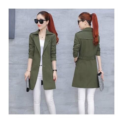In clothes Fashionable Korean style windbreaker female spring autumn Long Slim Women Trench Coat Work Wear LX1451 wdbreaker sprg