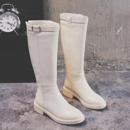 Fashion High Boots Women Sexy Knee-high Boots Lace Up Shoes Woman Flat Heel Winter Boots Motocycle Boots Female