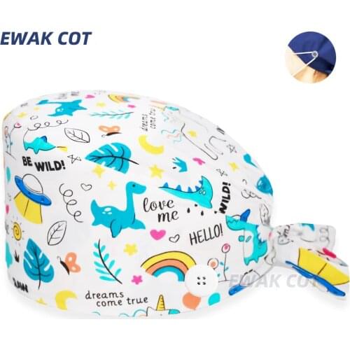 Unisex High Quality sweat-absorbent Scrub cap scrubs caps women cartoon printing beauty salon work hat Adjustable scrub lab Hats