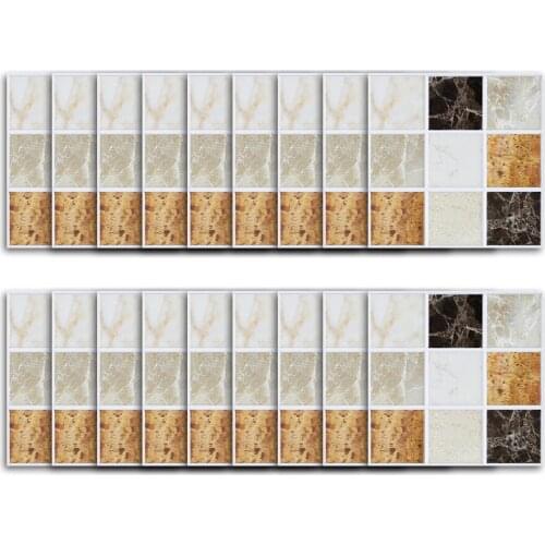 18pcs 10*10cm Tile Sticker, Anti Oil Self Adhesive Oilproof Wallpaper For Kitchen Bathroom, Waterproof decal Home Decor Stickers