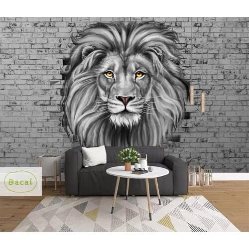 Bacal 3D Wall Panels for Living Room 5D Brick Stone Vintage Lion Wall Papers Bedroom Home Decor Wallpaper mural papel de pared