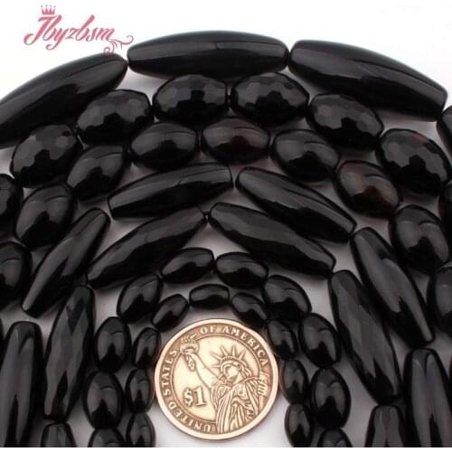 Natural Stone Beads Oval Black Agtaes Onyx Loose Beads For DIY Necklace Bracelet Jewelry Making 15" Wholesale Free Shipping