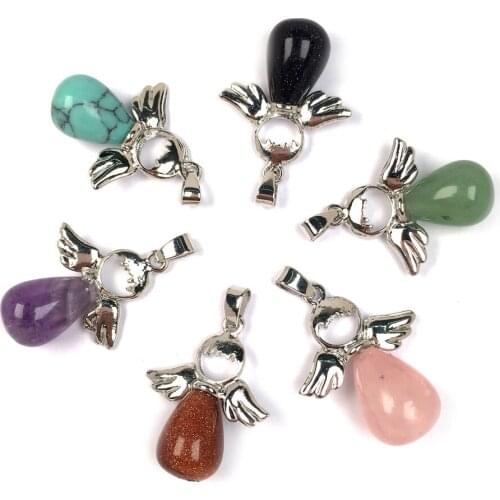 Natural Water Drop-shaped Pendant Tiger Eye Stones Amethysts Size 24x35mm for Jewelry Necklace Bracelet Accessories