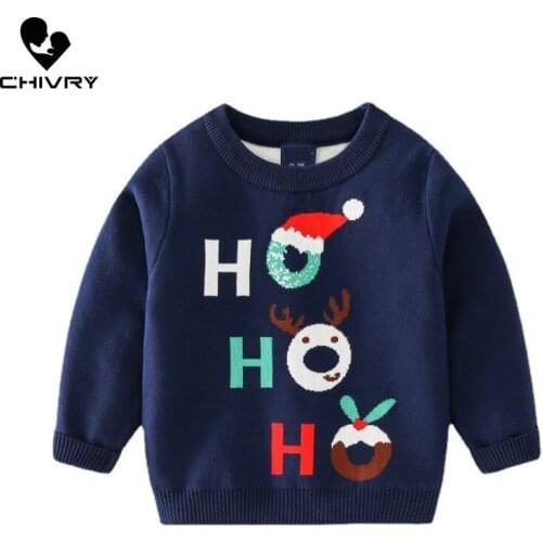 Baby Boys Girls Pullover Sweater Autumn Winter Kids Children Christmas Hat Jacquard O-neck Knitted Jumper Sweaters Tops Clothing