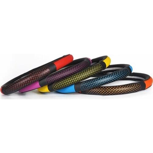 38cm Colorful Four Seasons PU Leather Car Steering Wheel Cover Breathable Anti-skid Auto Steering Covers for Car Styling