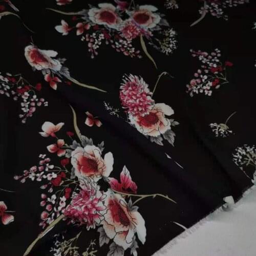 Print Trousers Chiffon Crepe Dress Fabric Not See Through Flower