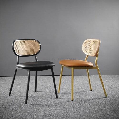 Rattan dining chair Nordic home simple backrest makeup chair designer creative retro bed and breakfast restaurant casual chair