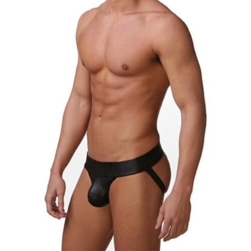 Sexy Men Thongs G-string Erotic Underwear Faux Leather Panties Jockstrap Boxer Underwear