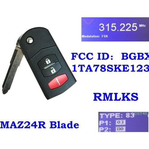 RMLKS Replacement New Folding Remote Key Fob 315MHz For Mazda 2 3 5 CX-7 CX-9 BGBX1T478SKE125-01 SKE123
