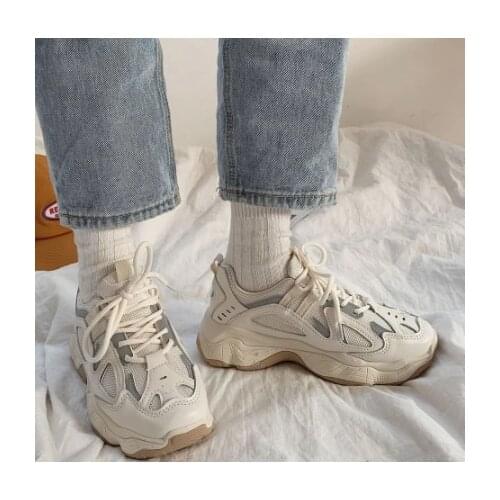 Womens fashion casual sneaker mesh reflective daddy shoes in autumn