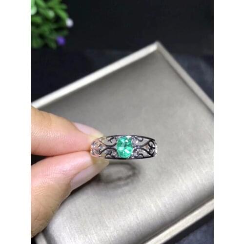 Natural emerald ring luxury style 4x6mm 925 silver Columbia origin 0.5ct