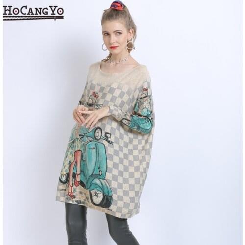 2020 Wool Oversized Sweater For Women Winter Long Pullover Dresses Fashion Girl Print Jumper Casual Knitted Sweaters Pull Femme