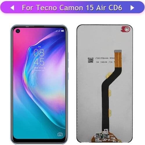 For Tecno Camon 15 Air CD6 LCD Display Touch Screen Digitizer Glass Panel Complete Assembly Replacement