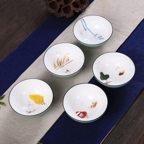 2pcs/set Porcelain Scenery Pattern Tea Cup Tieguanyin Teaware Single Cup for Living Room Kitchen Drinking Tool Gift Supply