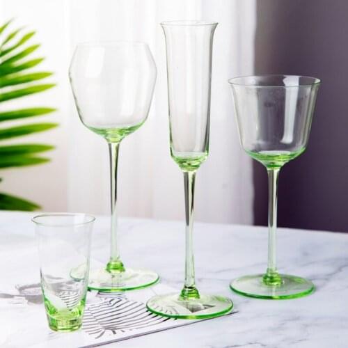 2pcs/set Gemstone Green 70-280Ml Crystal Glass Red Wine Glass Champagne Whisky Vodka Shot Glass Stunning Creative Goblet