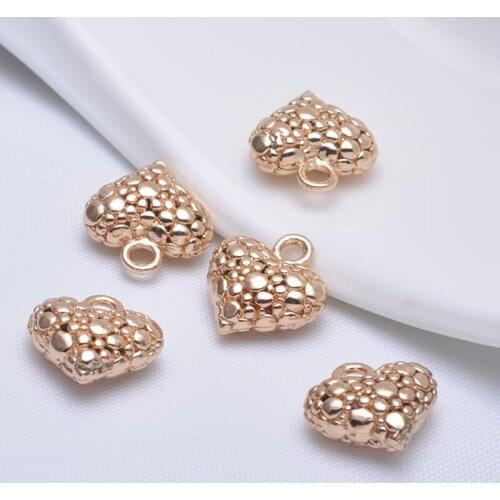 20pcs DIY charm spots lines heart-shaped pendant accessories wholesale hollow copper tag for bracelet necklace
