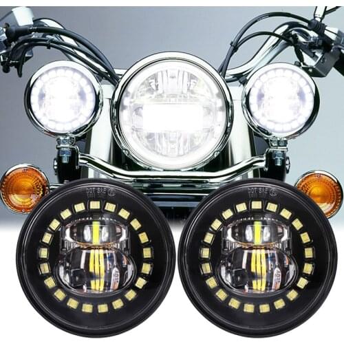 4-1/2" 4.5 Inch LED Fog Lights Projector Auxiliary Moto Headlight Motorcycle Passing Fog Light Lamp For Harley