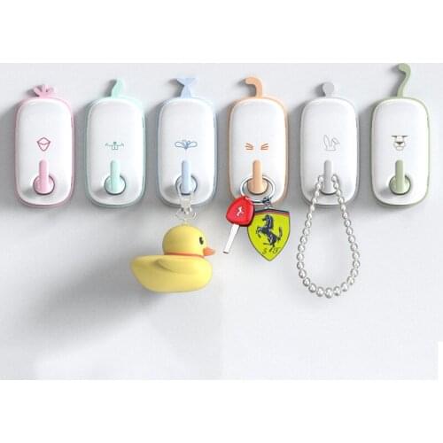 6pcs/set Hook Home Cartoon Animal Tail Hook Sucker Hook Key Holder Wall Multifunction Strong No Trace Hook Home Decoration Hooks