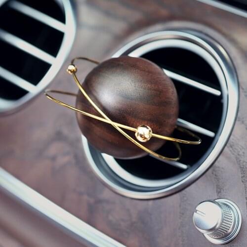 Walnut Wood Car Decoration Essential Oil Aroma Diffuser Asteroid Planet Design Car Interior Air Outlet Aromatherapy Diffuser