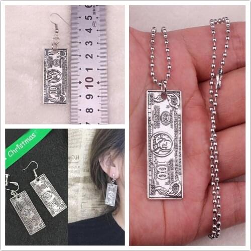 NEW Antique Silver Color Stainless Steel Beads Chain One Hundred Dollars Necklaces Men Hiphop Rock Streetwear Necklaces Women