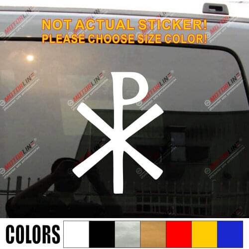 Chi Rho Christogram Decal Sticker Car Vinyl Jesus Christ Chrismon Sigla no background pick size color