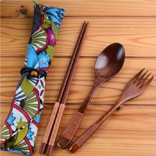 100set 3pcs/set Japanese Style Wood Chopsticks Spoon Fork Set Creative Personalized Wedding Favors Gifts Party Gift ZA0959