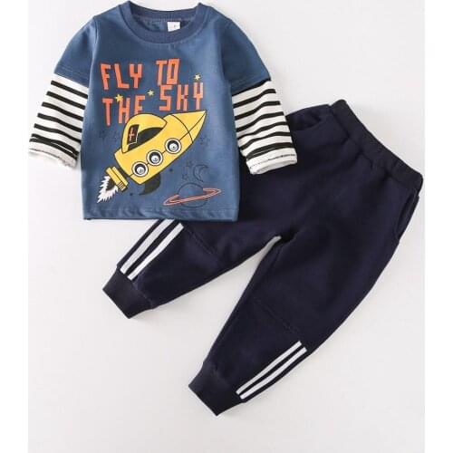 ZWF520 Spring Baby Boys Clothes Kids Cartoon Children Clothing Infant Toddler T-Shirt Pants 2PCS Casual Tracksuit 2-10 Years