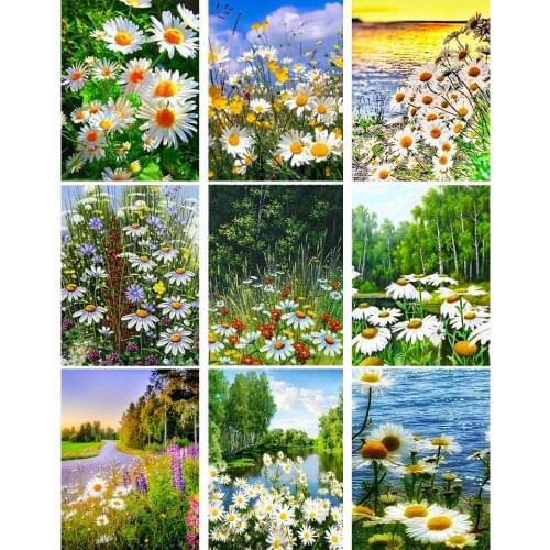 Diy 5D Diamond Painting Daisy Flowers Kit Full Drill Square Embroidery Mosaic Picture With Rhinestones Home Decoration Gift