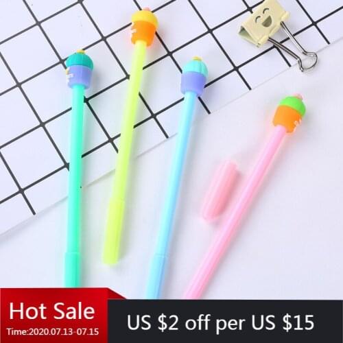 40pcs Creative Cactus Modeling Student Neutral Pen Black Signature Book Stationary Pens Office Supplies Wholesale Christmas