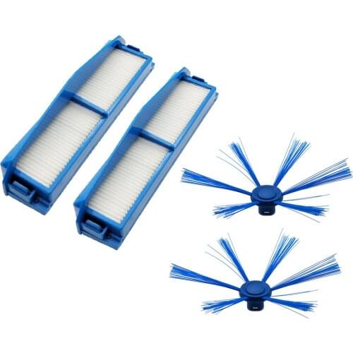 2pcs HEPA Filter + 2pcs Side Brush Kit For Philips FC8794 FC8796 FC8007 FC8792 Vacuum Cleaner Replacement Spare Parts