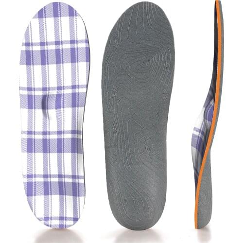 Purple Striped Memory Foam Insoles Plantar Fasciitis Arch Support Insoles for Women Men and Kids Sports Shoe Inserts