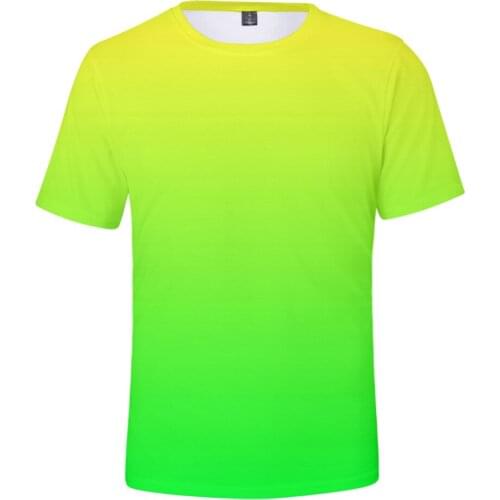 Men/Women T-Shirt Summer green T shirt Boy/Girl Solid Colour Tops Rainbow Streetwear Tee Colourful 3D Printed Kids shirt