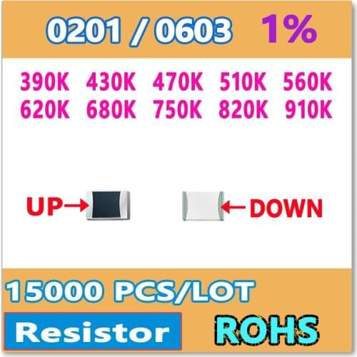JASNPROSMA 0201 F 1% 15000pcs 390K 430K 470K 510K 560K 620K 680K 750K 820K 910K smd 0603 resistor OHM high quality