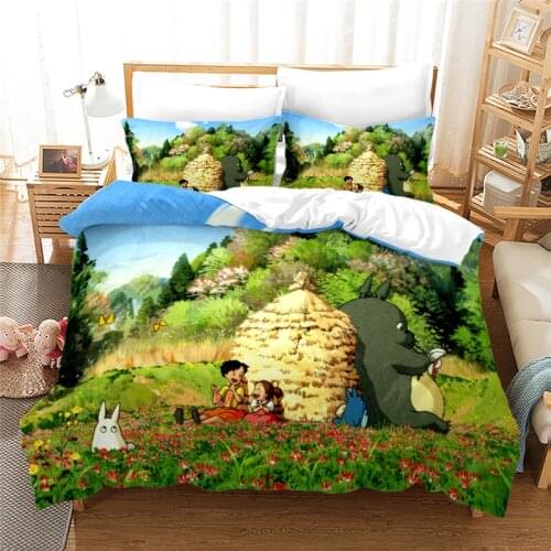 Classic My Neighbor Totoro 3d Bedding Sets Cartoon Anime Duvet Cover Sets Pillowcase Home Textile Adult Kids Bedroom Decor Gifts