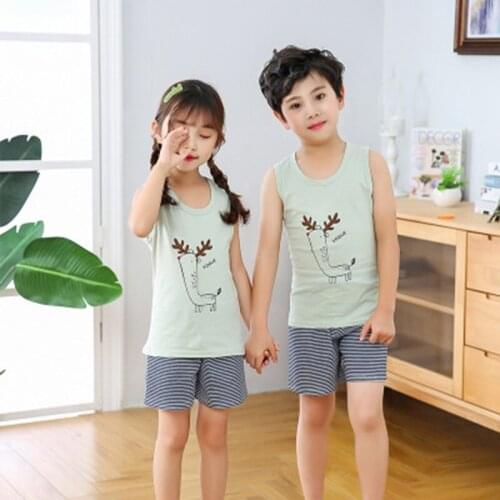 Baby Boys Clothing Set Cute Summer Cartoon Pajamas Children Boys Clothes Vest+Shorts Suit Kids Outfit Girls Sleepwear Clothes