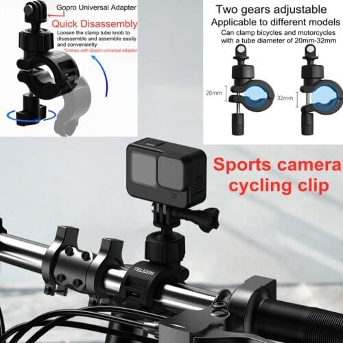 Bike Cycling Clip Bracket Motorcycle Handlebar Holder Bicycle Riding Mount Stand For Gopro Hero 9/8/7 Sports Camera Accessories