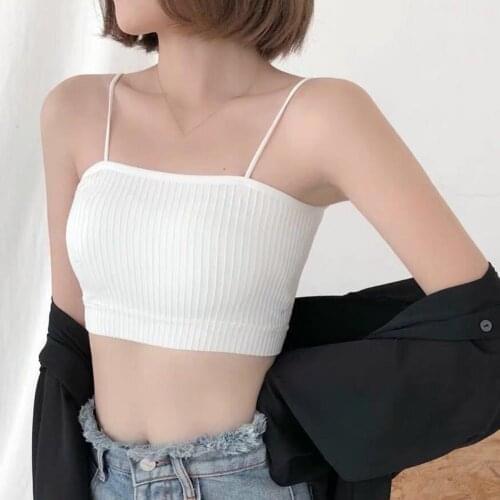 Tanks Girl Sling Summer fashion Sleeveless Padded Bandeau Crop Tube Top Bra Vest Strappy Underwear Womens Intimates 2021