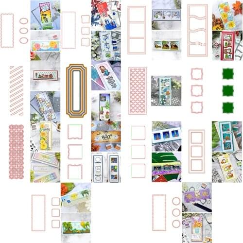 Metal Cutting Dies Layered Small Square Round Rectangle Scale Symmetric Slimline Frame DIY Scrapbooking Embossing Dies 2021 New