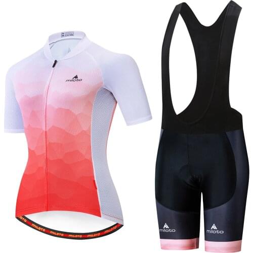 MILOTO fashion ladies bike suit summer cycling suit suit female mountain bike bike suit retro pattern breathable road bike suit
